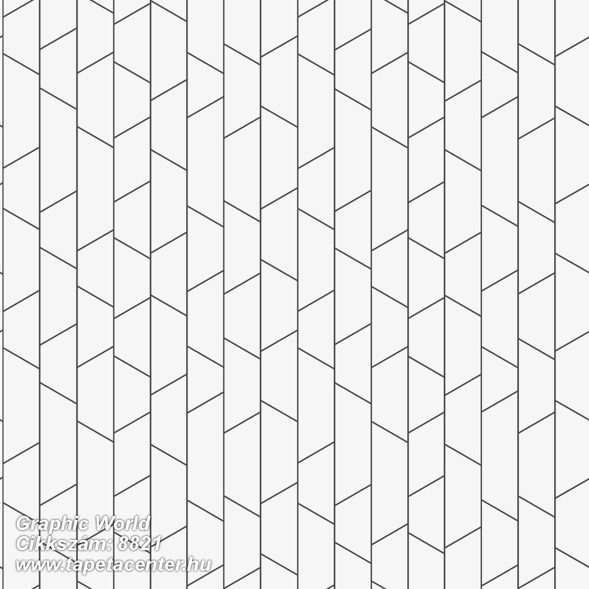 Geometriai mintás,fehér,fekete,lemosható,vlies tapéta 